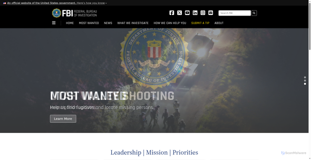 Security scan screenshot of https://www.fbi.gov/