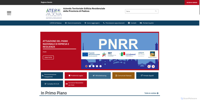 Security scan screenshot of https://www.aterpadova.org/