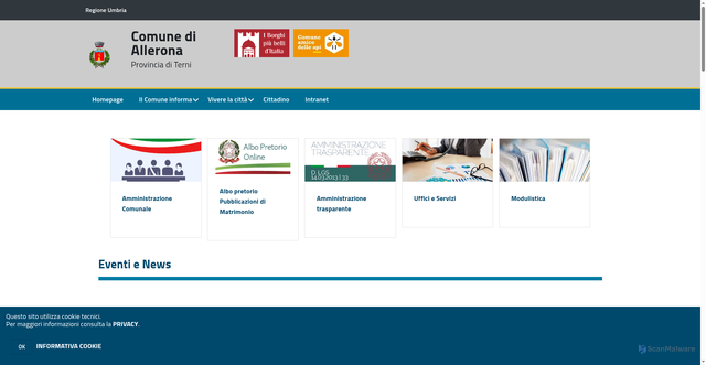 Security scan screenshot of https://www.comune.allerona.tr.it/hh/index.php