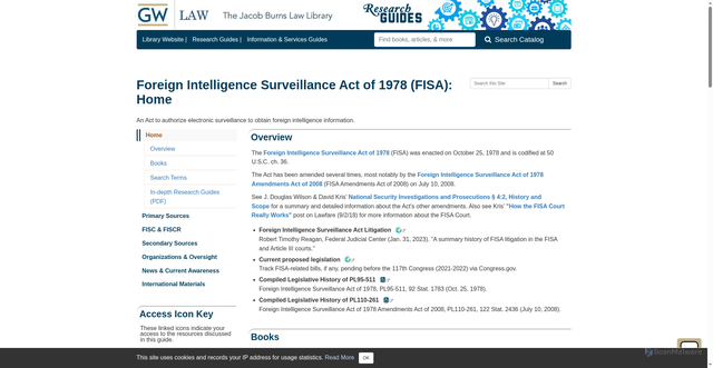 Security scan screenshot of https://law.gwu.libguides.com/FISA