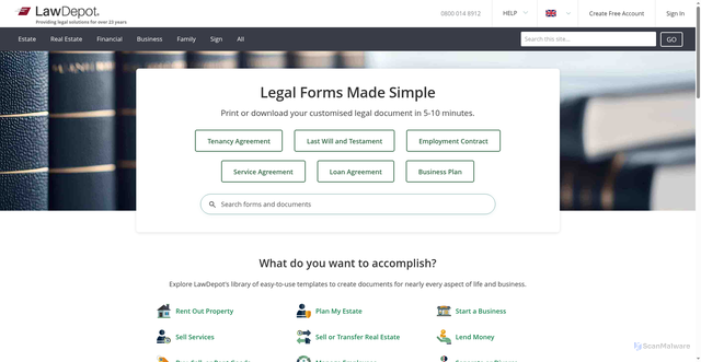 Security scan screenshot of https://lawdepot.co.uk