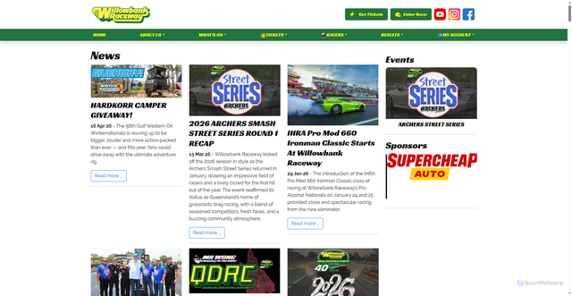 Security scan screenshot of https://willowbankraceway.com.au/news/all/?SubjectID=1
