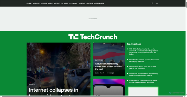 Security scan screenshot of https://techcrunch.com
