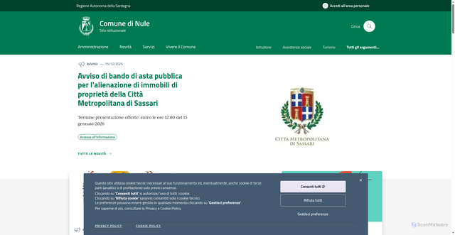 Security scan screenshot of https://www.comune.nule.ss.it/