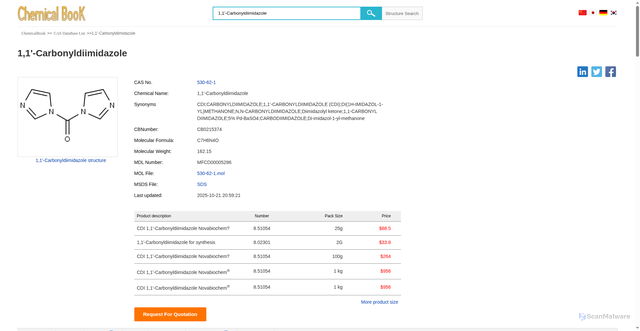 Security scan screenshot of https://zhaike-mkltlkfzc1.edgeone.dev/ChemicalProductProperty_EN_CB0215374.html