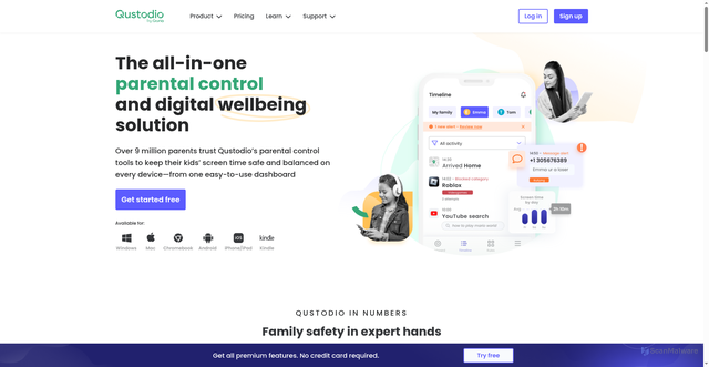 Security scan screenshot of https://www.qustodio.com