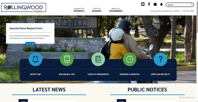 Security scan screenshot of https://www.rollingwoodtx.gov/