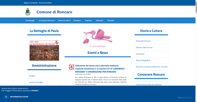 Security scan screenshot of https://www.comune.roncaro.pv.it/hh/index.php