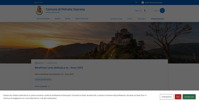 Security scan screenshot of https://comune.petraliasoprana.pa.it/