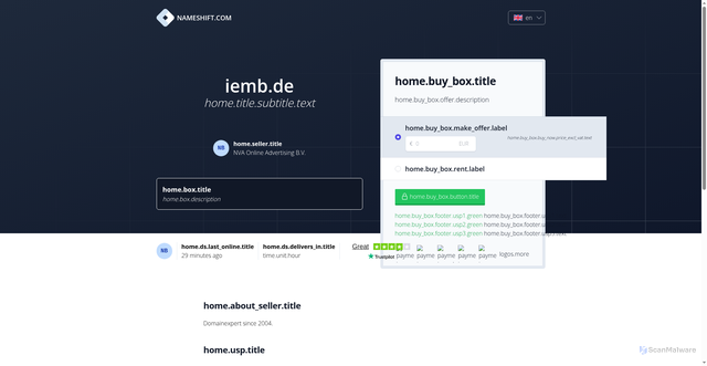Security scan screenshot of http://www.iemb.de