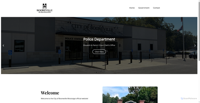 Security scan screenshot of https://booneville-ms.gov/