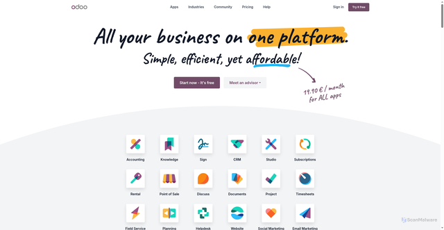Security scan screenshot of https://services.openerp.com