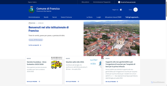 Security scan screenshot of https://www.comune.francica.vv.it/