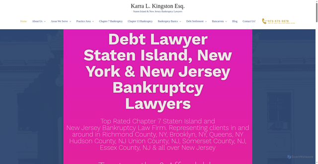 Security scan screenshot of http://bankruptcylawnynj.com/