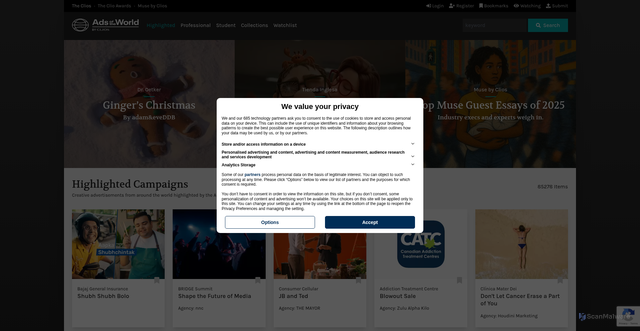 Security scan screenshot of https://www.adsoftheworld.com/