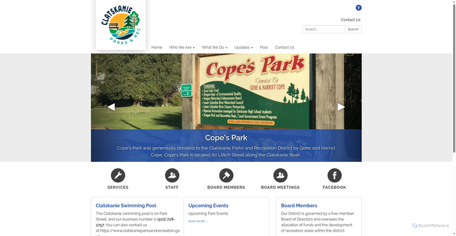 Security scan screenshot of https://www.clatskanieparksandrecreation.gov/