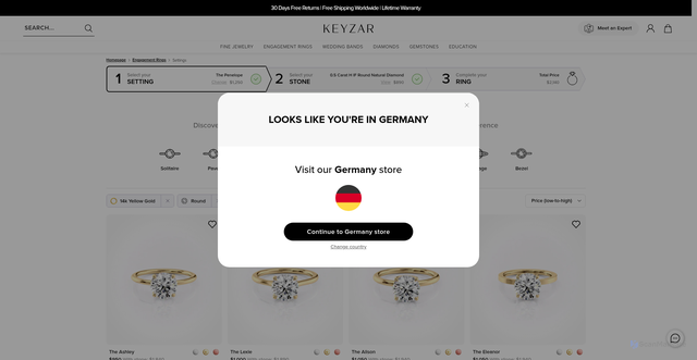 Security scan screenshot of https://keyzarjewelry.com/collections/engagement-ring-settings