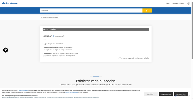 Security scan screenshot of https://www.diccionarios.com/diccionario/ingles-espanol/explosi%C3%B3n