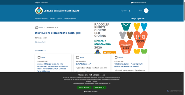 Security scan screenshot of https://www.comune.rivarolo.mn.it/it