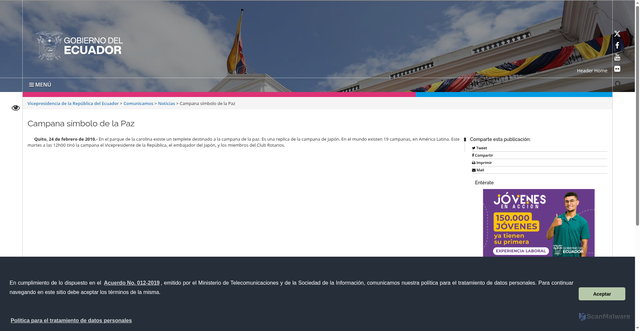 Security scan screenshot of https://www.vicepresidencia.gob.ec/campana-simbolo-de-la-paz/