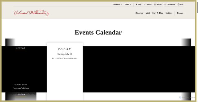 Security scan screenshot of https://www.colonialwilliamsburg.org/visit/event-calendar/