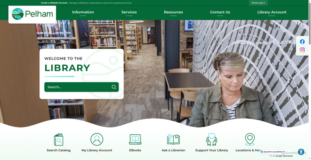 Security scan screenshot of https://pelhamlibraryal.gov/1296/Library