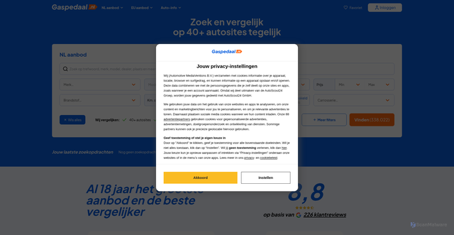 Security scan screenshot of https://www.gaspedaal.nl