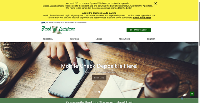 Security scan screenshot of https://www.bankoflouisiana.com/