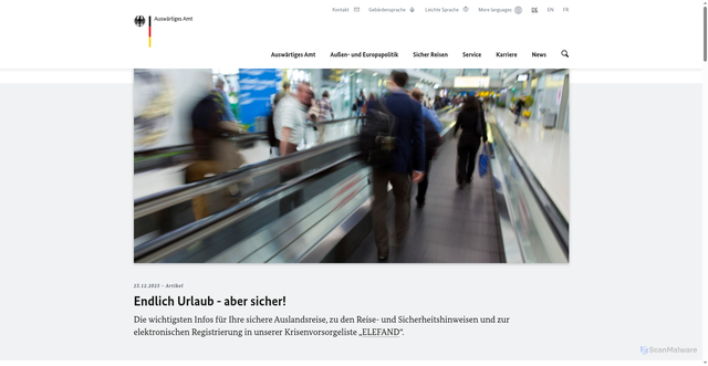 Security scan screenshot of https://www.auswaertiges-amt.de/