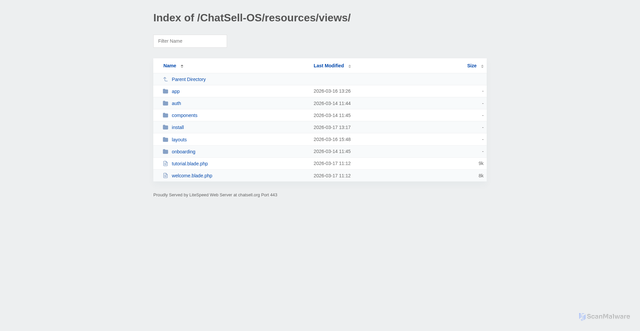 Security scan screenshot of https://chatsell.org/ChatSell-OS/resources/views