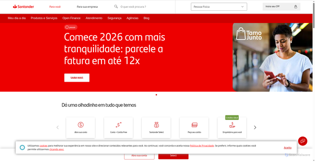 Security scan screenshot of https://www.santander.com.br/