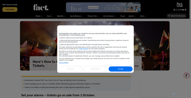 Security scan screenshot of https://www.factmagazines.com/london/heres-how-to-get-hold-of-glastonbury-festival-tickets