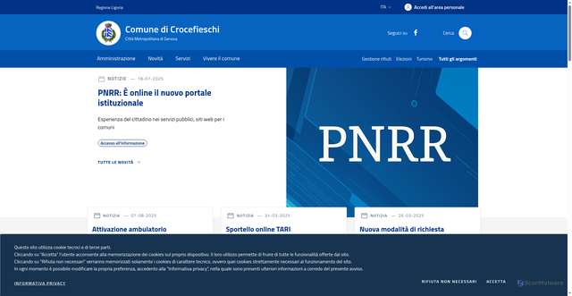 Security scan screenshot of https://www.comune.crocefieschi.ge.it/