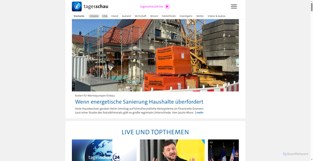 Security scan screenshot of https://tagesschau.de