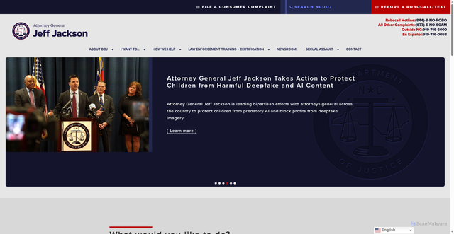 Security scan screenshot of https://ncdoj.gov/