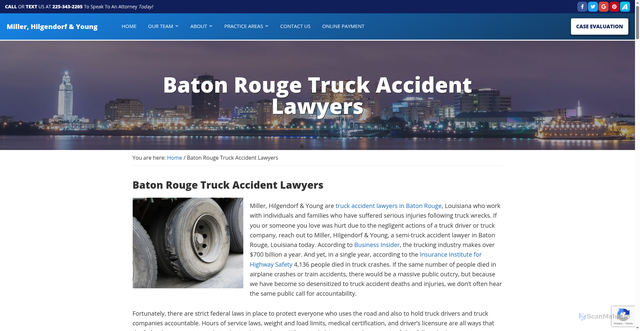 Security scan screenshot of https://mlhlaw.com/baton-rouge-truck-accident-lawyers/