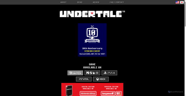 Security scan screenshot of https://undertale.com