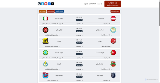 Security scan screenshot of https://www.live.yalla4shoot.com/home_8/