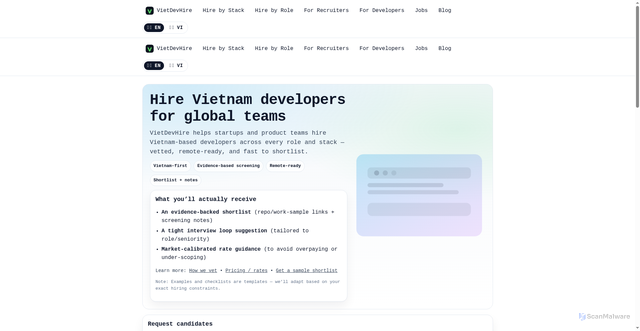 Security scan screenshot of https://www.vietdevhire.com/en