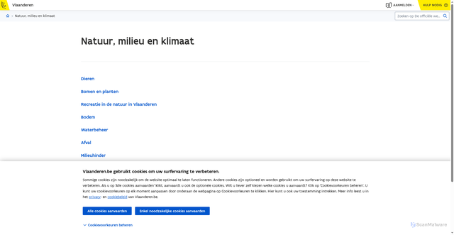 Security scan screenshot of https://milieuinfo.be