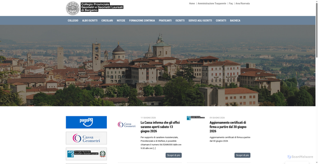 Security scan screenshot of https://www.collegio.geometri.bg.it