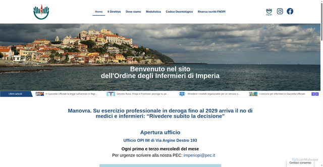 Security scan screenshot of https://www.ordineinfermierimperia.it