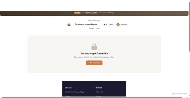 Security scan screenshot of https://ferienwohnung-portal.de/meine-buchungen/