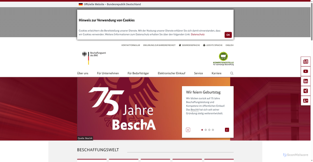 Security scan screenshot of http://www.bescha.bund.de
