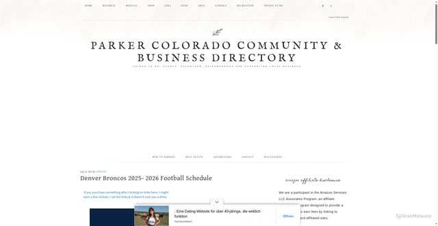 Security scan screenshot of https://www.parkercolorado.net/denver-broncos-football-schedule/