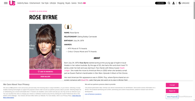 Security scan screenshot of https://www.usmagazine.com/celebrities/rose-byrne/