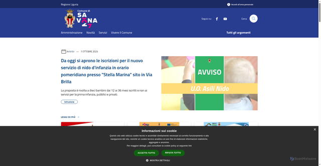 Security scan screenshot of https://www.comune.savona.it/it