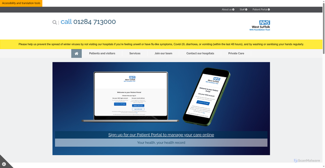 Security scan screenshot of https://www.wsh.nhs.uk/Home.aspx