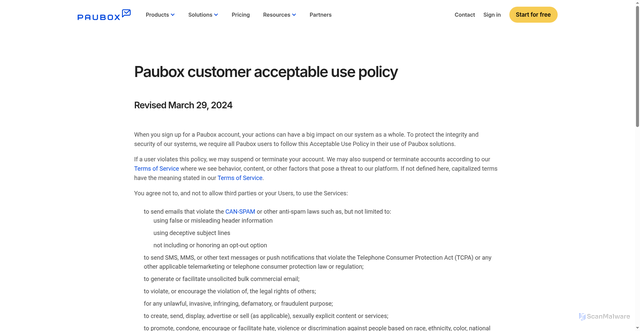 Security scan screenshot of https://get.paubox.com