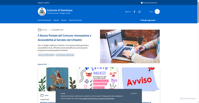 Security scan screenshot of https://www.comune.seminara.rc.it/it